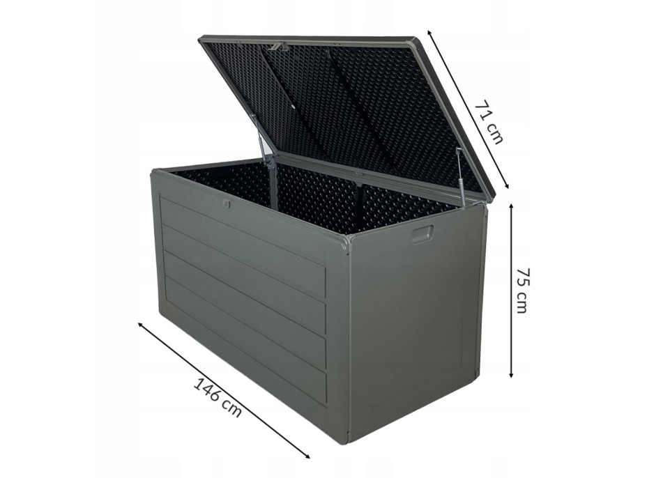 Zahradní úložný box 680 l - šedý