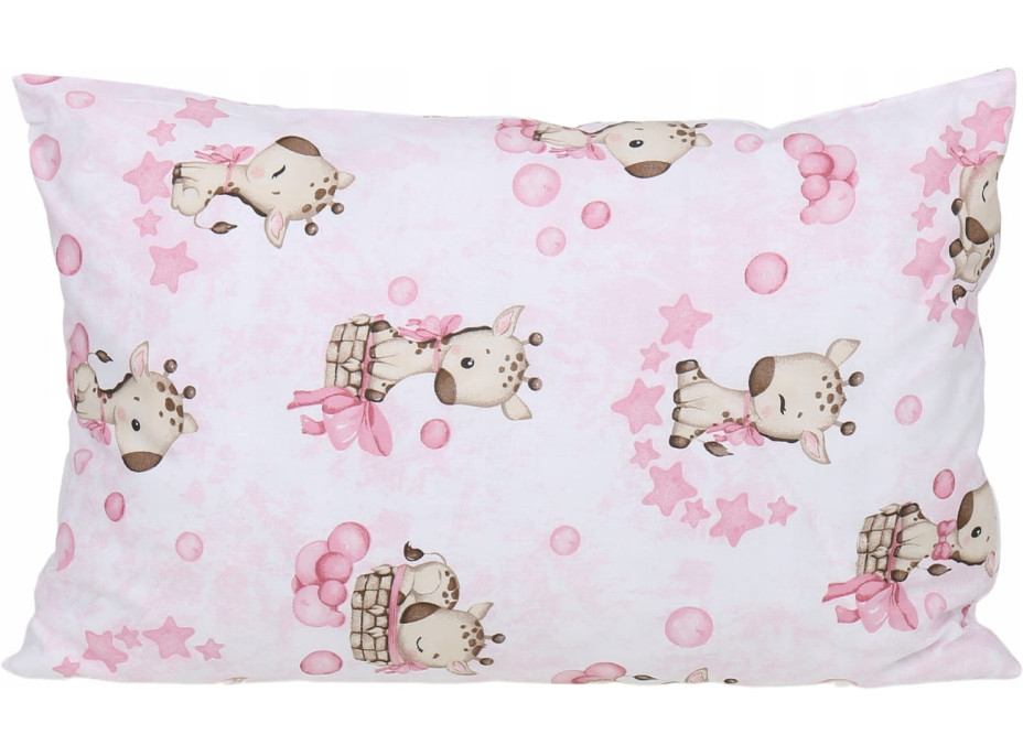 Dětské bavlněné povlečení do postýlky 120x90 cm BABYMAM PREMIUM - Žirafa - růžové
