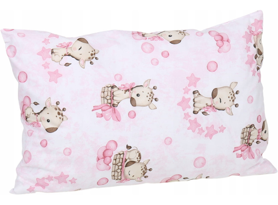 Dětské bavlněné povlečení do postýlky 120x90 cm BABYMAM PREMIUM - Žirafa - růžové