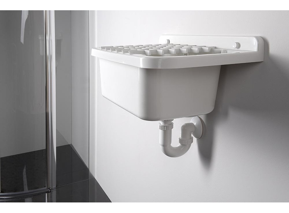 Aqualine Závěsná výlevka s odkládací plochou 50x34cm, plast, bílá PI5050