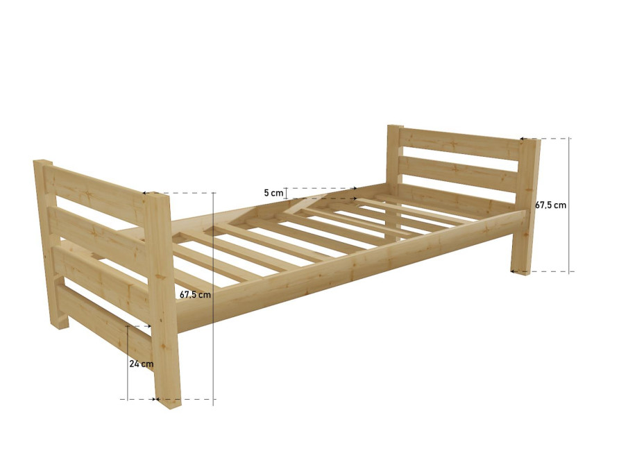 Postel z masivu 200x90 cm - MK12E - moření dub