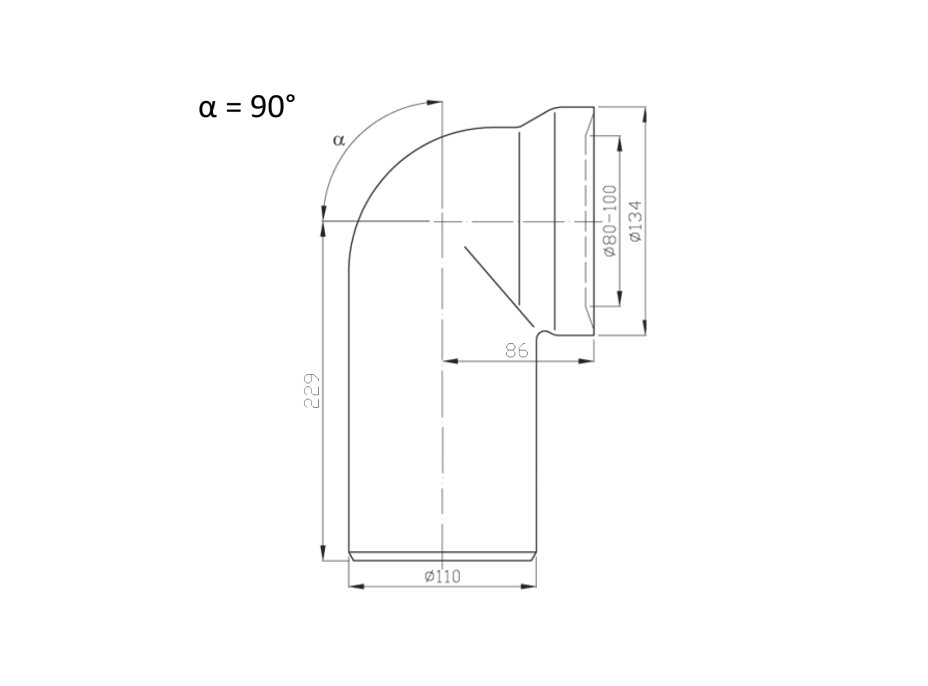 Bruckner Koleno 90 dopojení k WC, 110mm 159.314.0