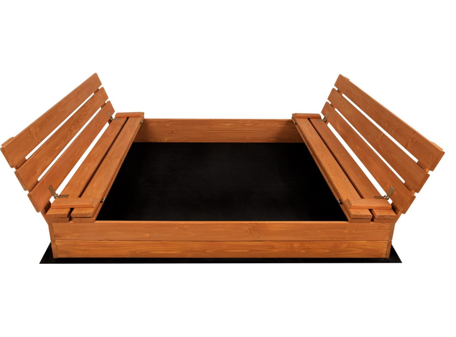 SAND TROPIC Dřevěné pískoviště s lavičkami a příslušenstvím 100x100cm (impregnované)