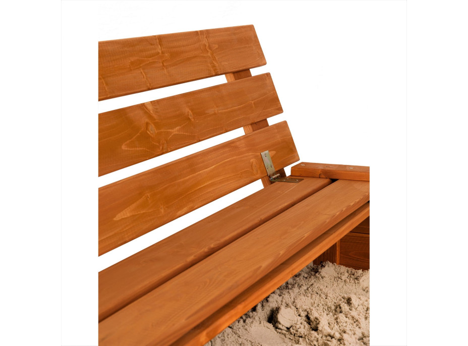 SAND TROPIC Dřevěné pískoviště s lavičkami a příslušenstvím 100x100cm (impregnované)