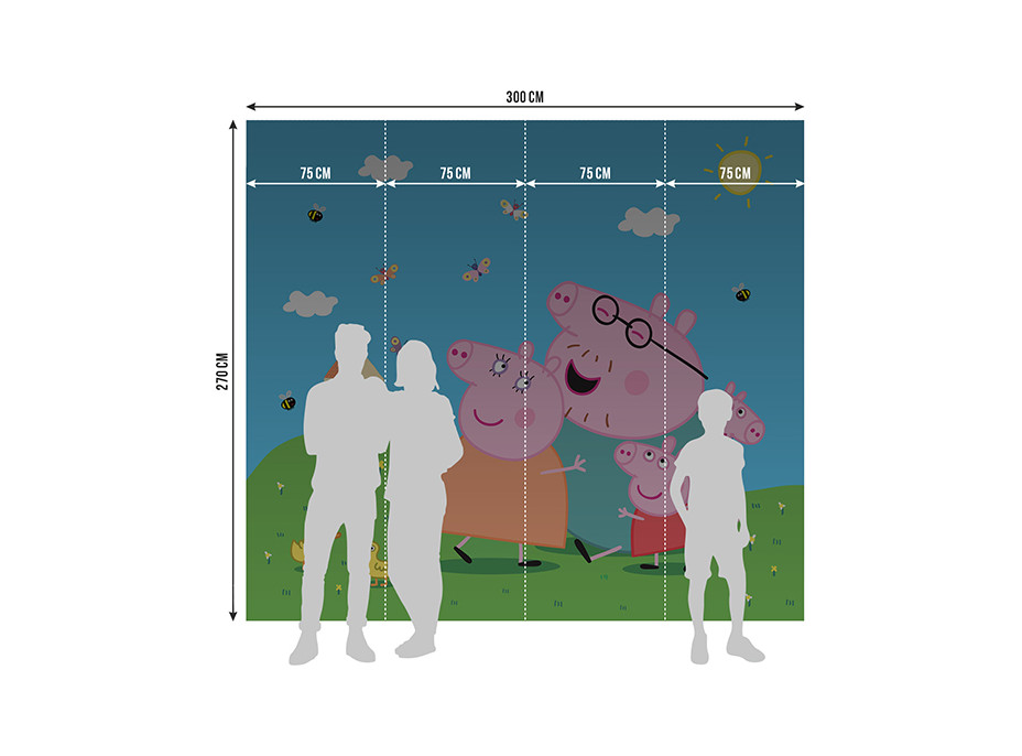 Dětská fototapeta - Prasátko Peppa - 300x270 cm
