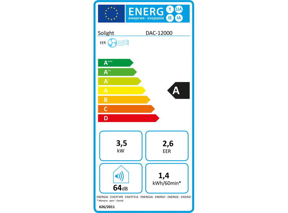 Solight mobilní klimatizace 12000 BTU, smart WiFi, chlazení, odvlhčování, ventilátor