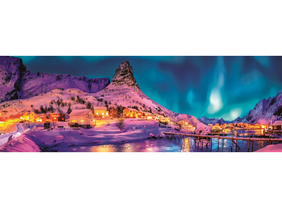 CLEMENTONI Panoramatické puzzle Polární noc nad Lofoty 1000 dílků