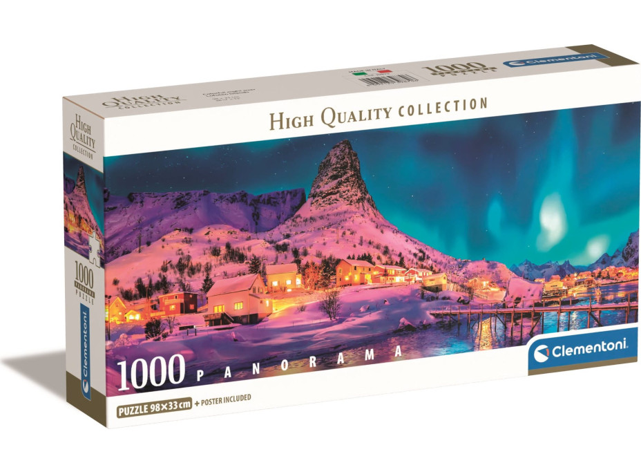 CLEMENTONI Panoramatické puzzle Polární noc nad Lofoty 1000 dílků