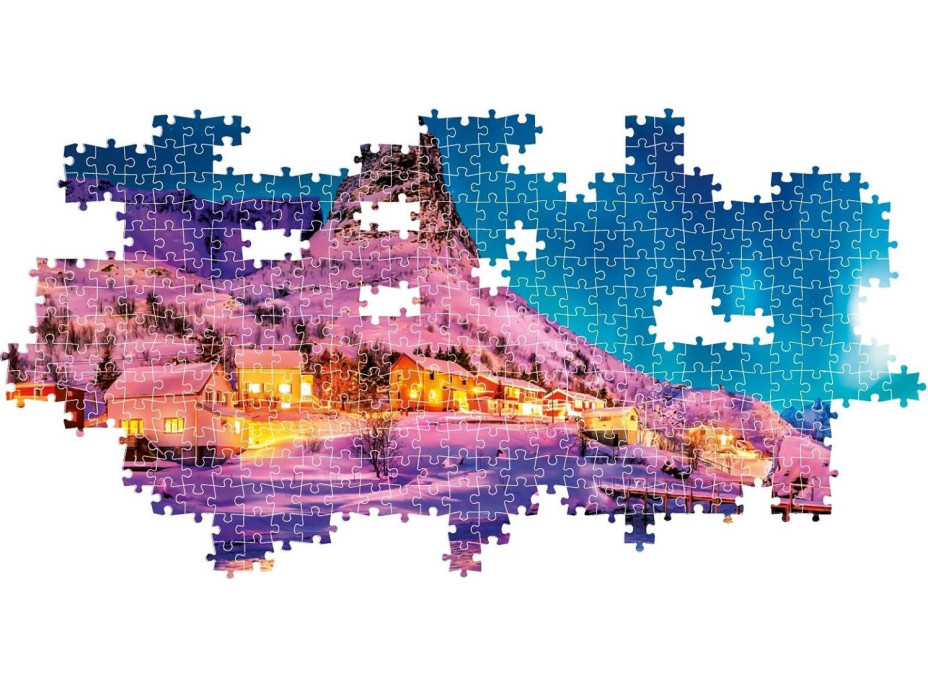 CLEMENTONI Panoramatické puzzle Polární noc nad Lofoty 1000 dílků