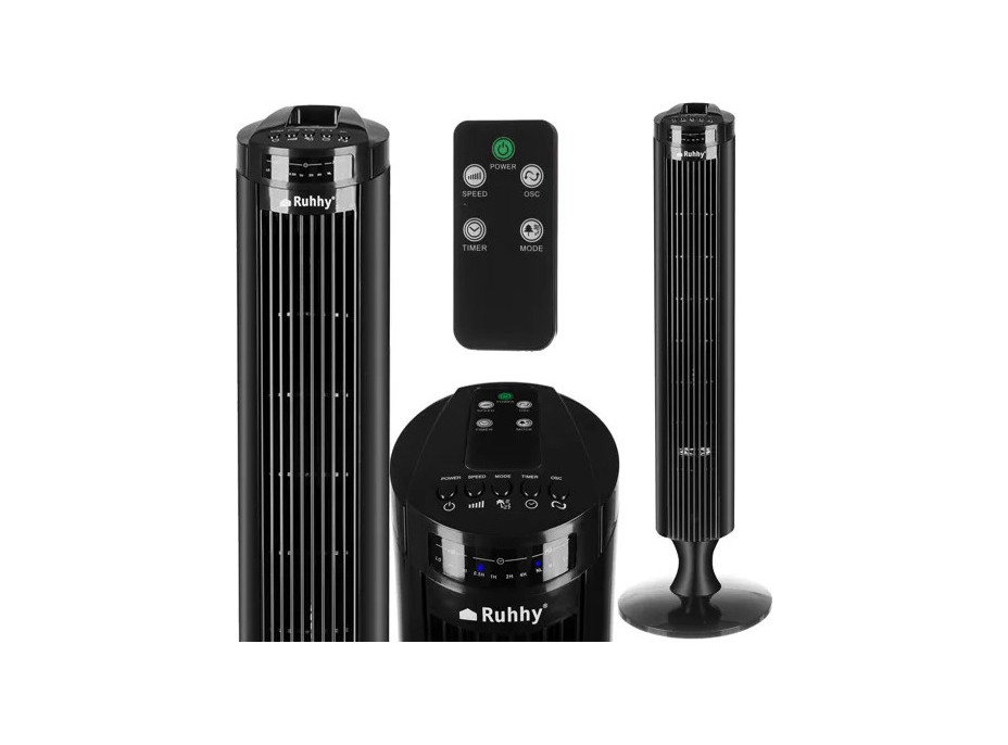 Sloupový ventilátor s dálkovým ovladačem Ruhhy - černý
