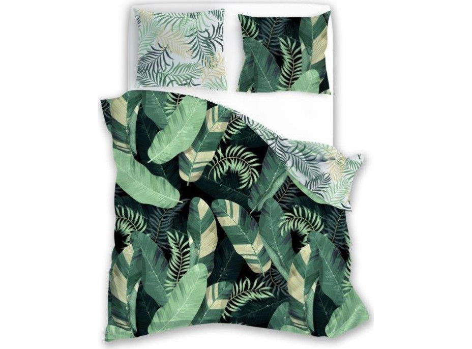Bavlněné povlečení TRENDY Listy - zelené - 160x200 cm + 2x 70x80 cm