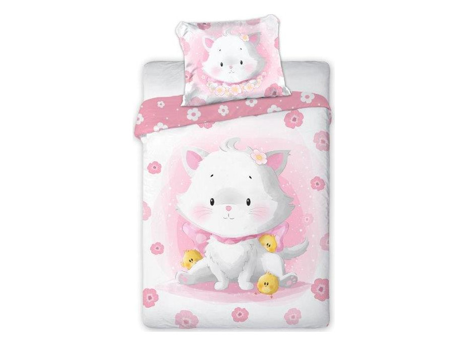Dětské bavlněné povlečení do postýlky 135x100 cm CUDDLES - Kočička