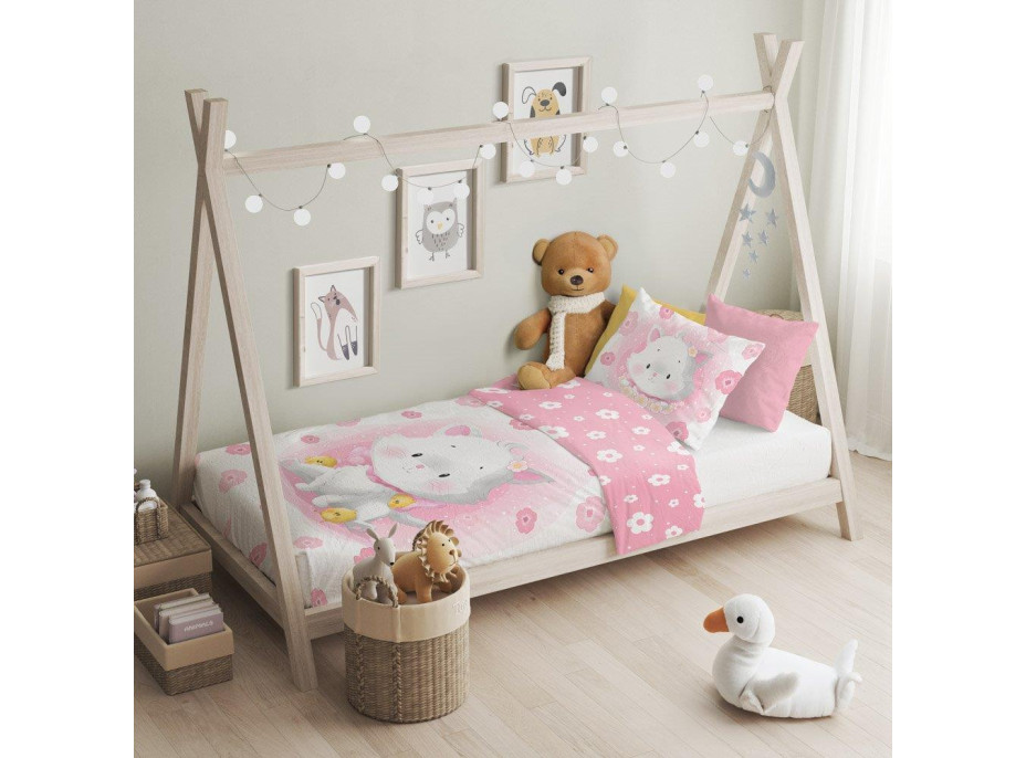Dětské bavlněné povlečení do postýlky 135x100 cm CUDDLES - Kočička