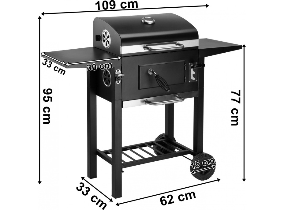 Zahradní gril na dřevěné uhlí CARBON - černý
