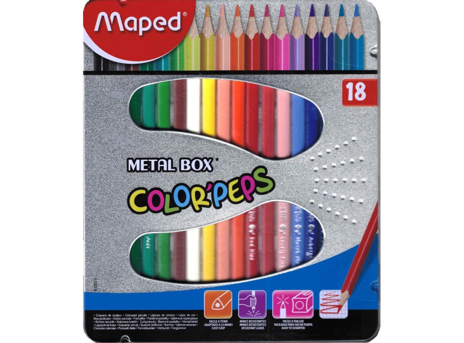 MAPED Pastelky trojhranné Color'Peps 18 ks v plechové krabičce