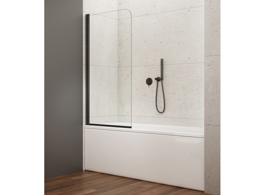 Aqualine VILMA vanová zástěna 600x1400mm, černá, čiré sklo AQ6014B
