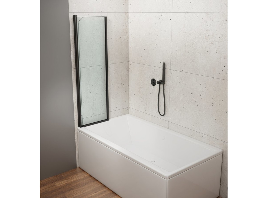 Aqualine WILA vanová zástěna 900x1400 mm skládací, černá, čiré sklo AQ5742B