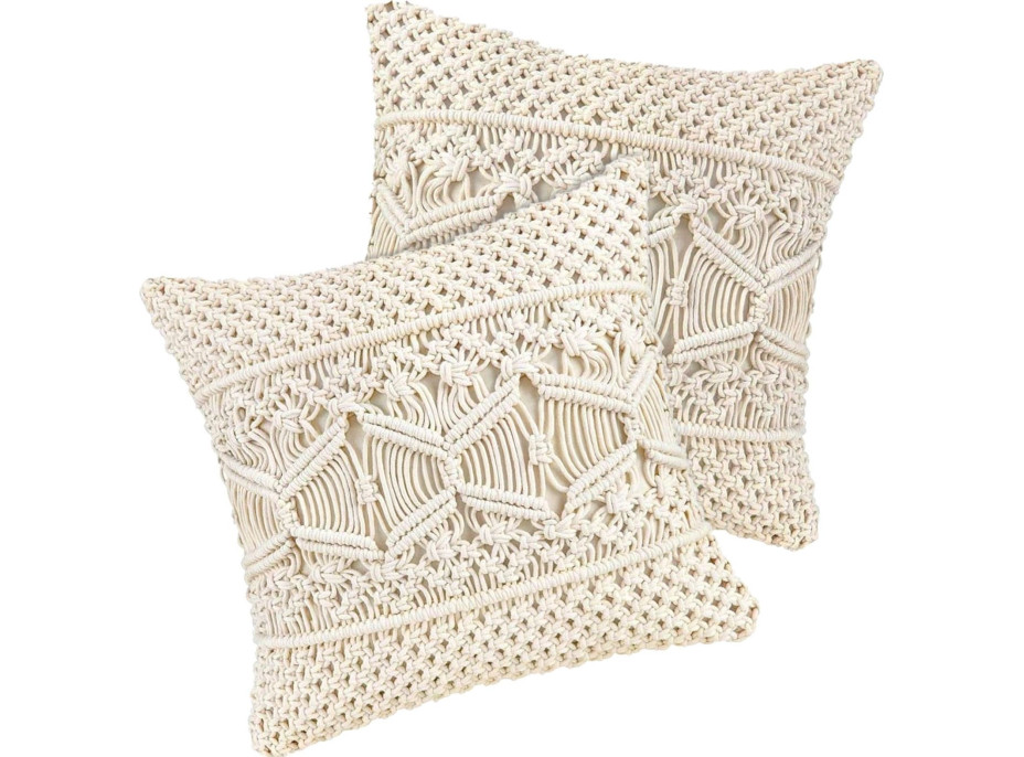 Polštář MACRAME 40x40 cm s výplní - béžový