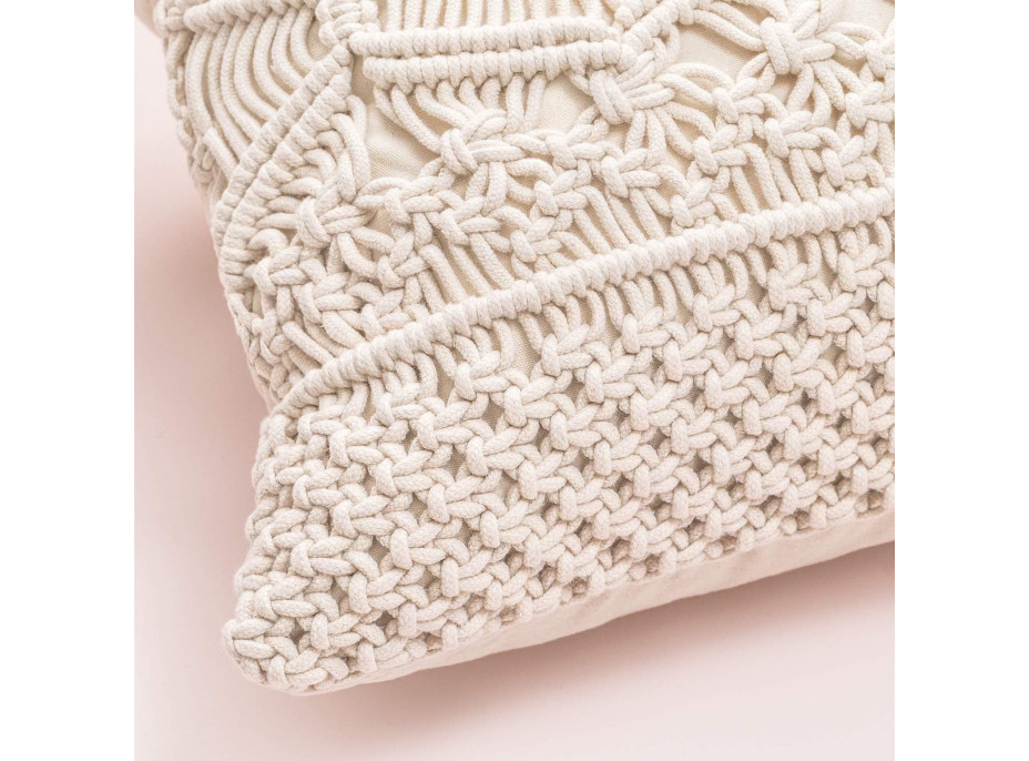 Polštář MACRAME 40x40 cm s výplní - béžový