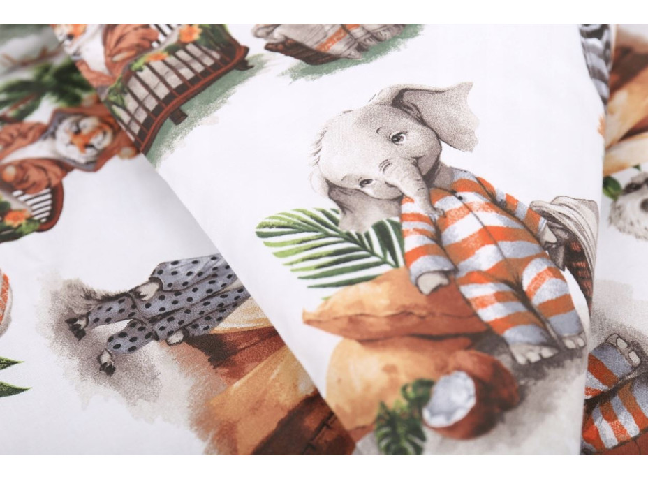 Dětské bavlněné povlečení do postýlky 120x90 cm BABYMAM PREMIUM - Zvířátka v pyžamkách