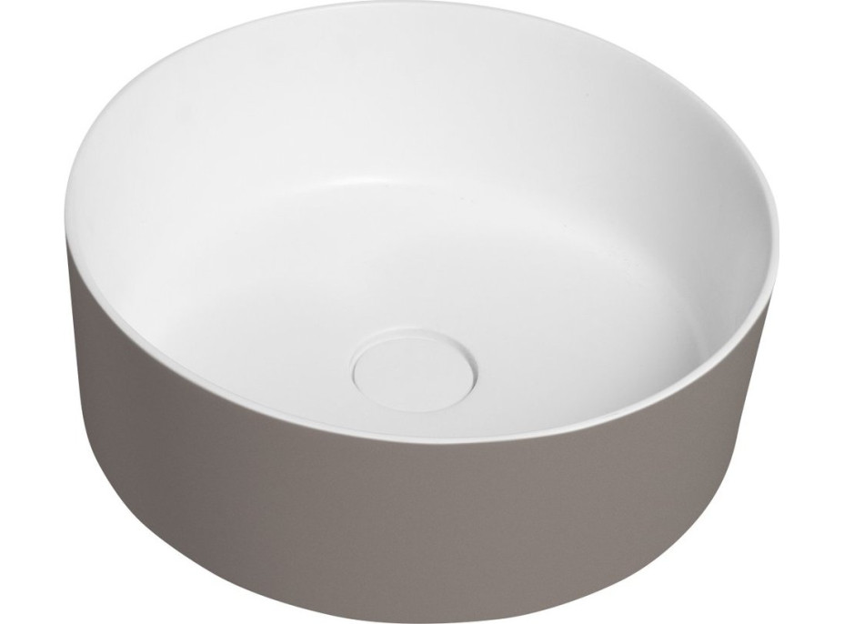 THIN umyvadlo na desku, Rockstone, Ø 38 cm, agila/bílá mat WN548-43