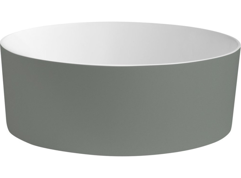 THIN umyvadlo na desku, Rockstone, Ø 38 cm, verde/bílá mat WN548-44