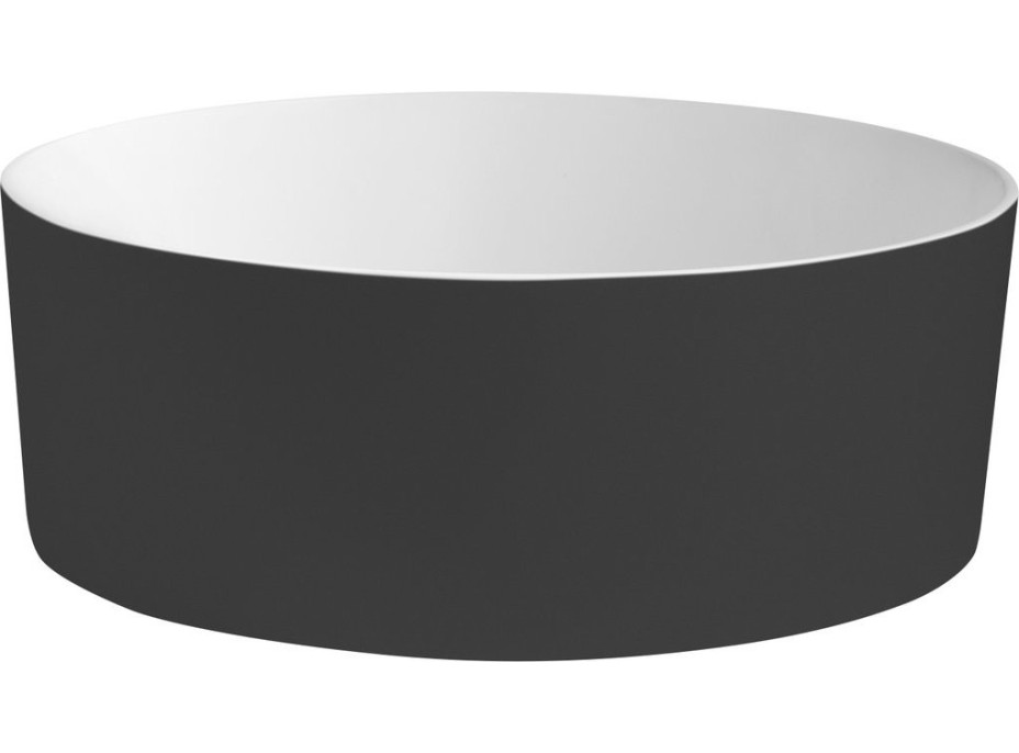 THIN umyvadlo na desku, Rockstone, Ø 38 cm, carina/bílá mat WN548-41