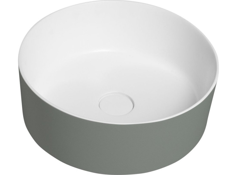 THIN umyvadlo na desku, Rockstone, Ø 38 cm, verde/bílá mat WN548-44