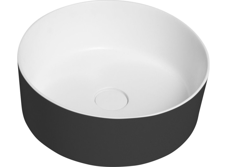 THIN umyvadlo na desku, Rockstone, Ø 38 cm, carina/bílá mat WN548-41