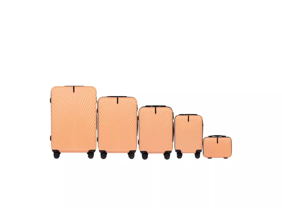 Moderní cestovní kufry SWAN - set KK+XS+S+M+L - broskvová oranžová