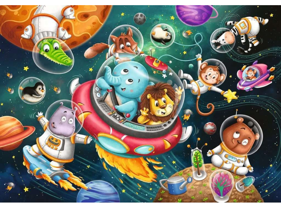 RAVENSBURGER Puzzle Zvířátka ve vesmíru 2x12 dílků