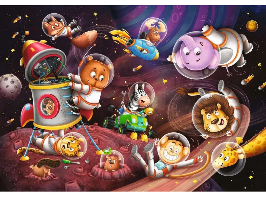 RAVENSBURGER Puzzle Zvířátka ve vesmíru 2x12 dílků