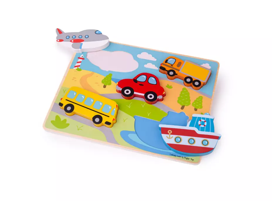 Bigjigs Toys Vkládací puzzle dopravní prostředky