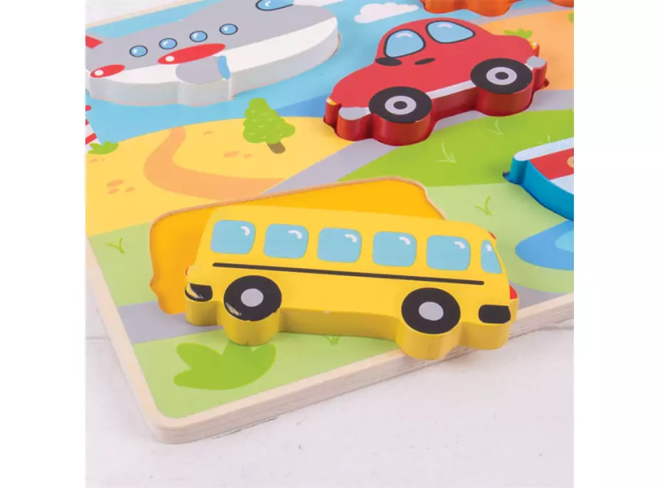 Bigjigs Toys Vkládací puzzle dopravní prostředky