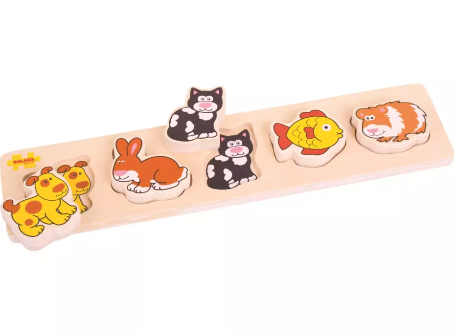 Bigjigs Baby Dřevěné vkládací puzzle domácí zvířata