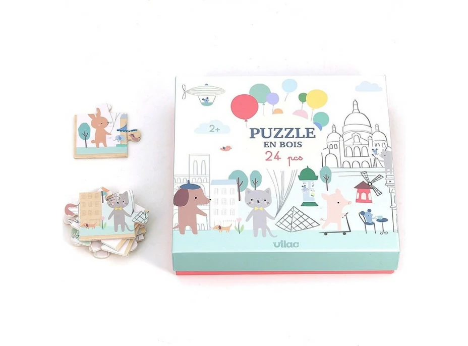 Vilac Panoramatické dřevěné puzzle Paříž - Sarah Betz