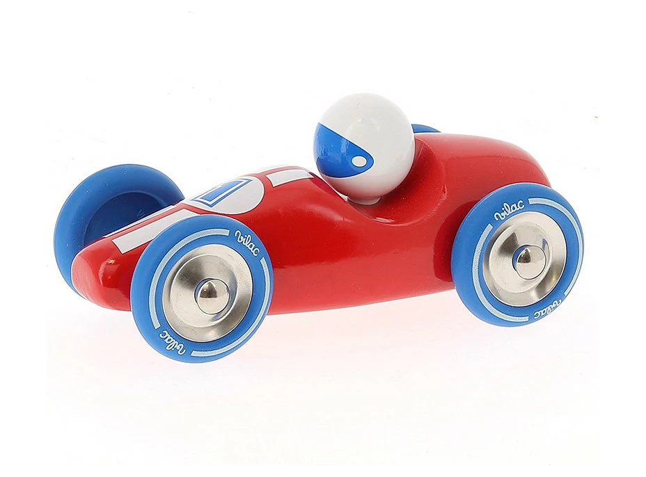 Vilac Závodní auto GM červené s modrými koly