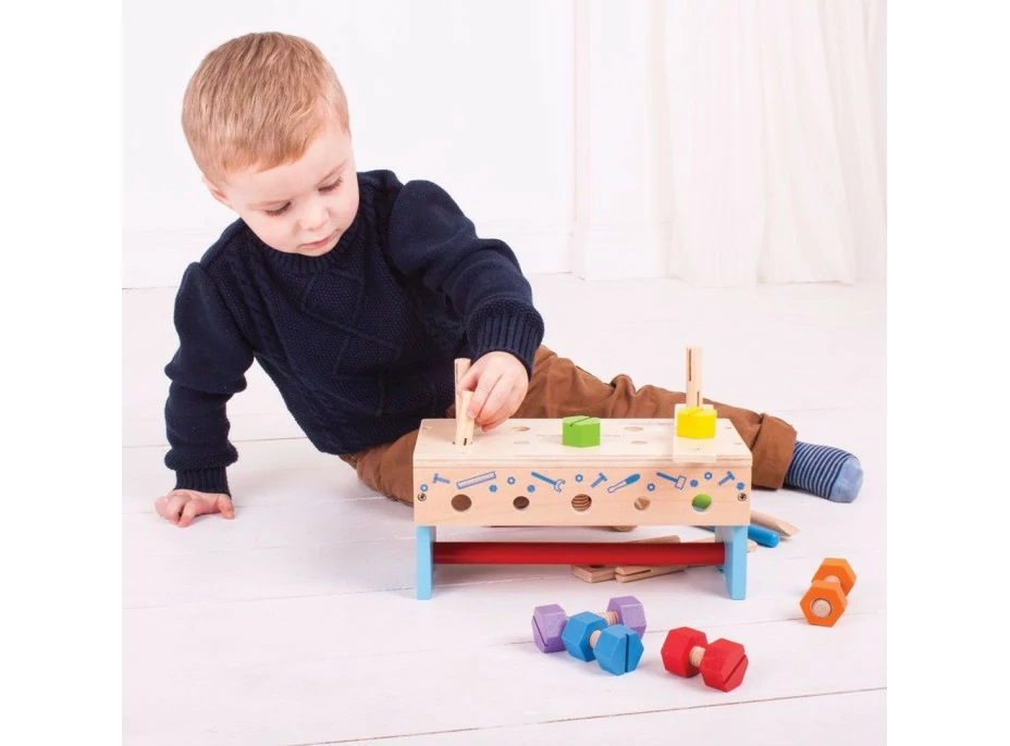 Bigjigs Toys Ponk a přepravka na nářadí 2v1