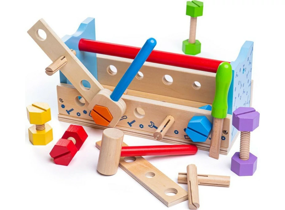 Bigjigs Toys Ponk a přepravka na nářadí 2v1