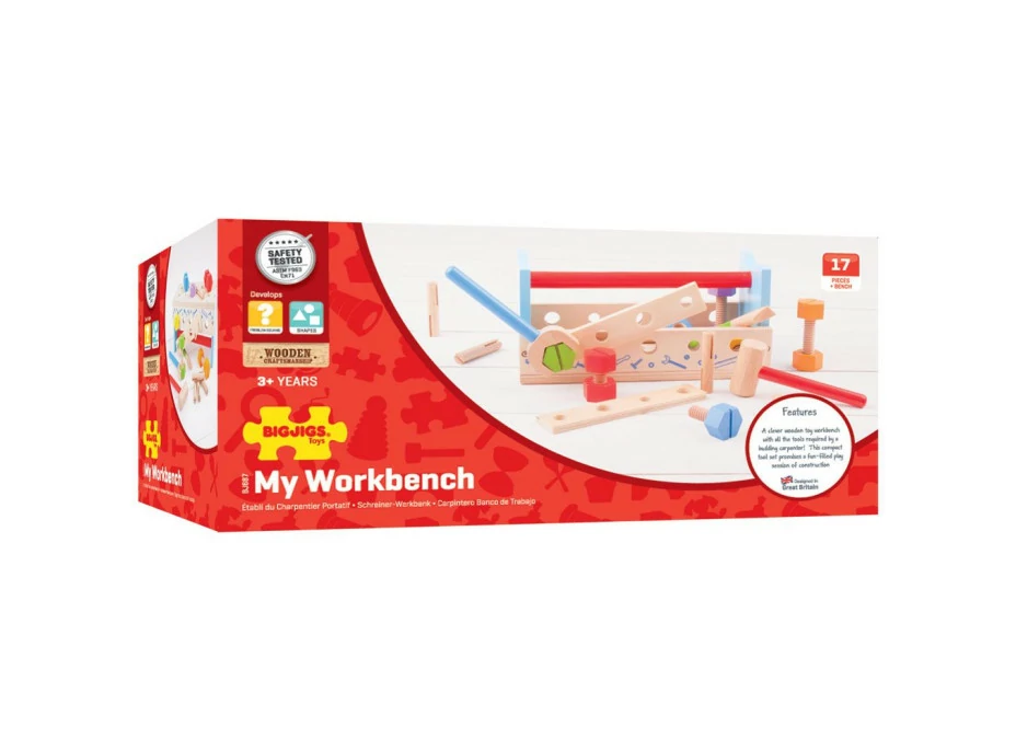 Bigjigs Toys Ponk a přepravka na nářadí 2v1