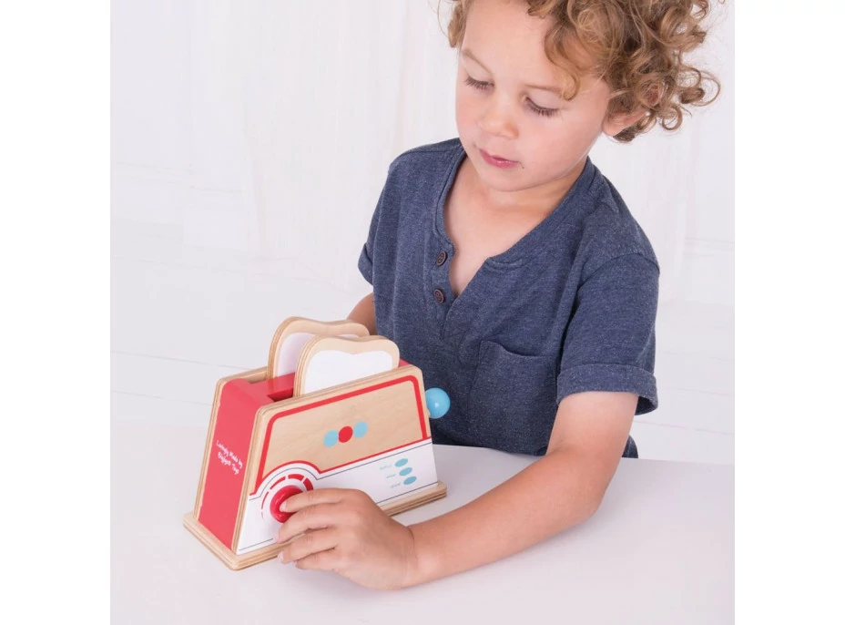 Bigjigs Toys Dřevěný toaster s puntíky