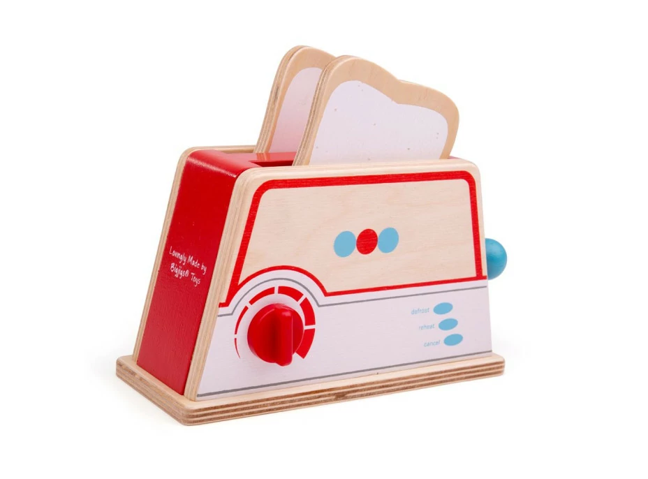 Bigjigs Toys Dřevěný toaster s puntíky