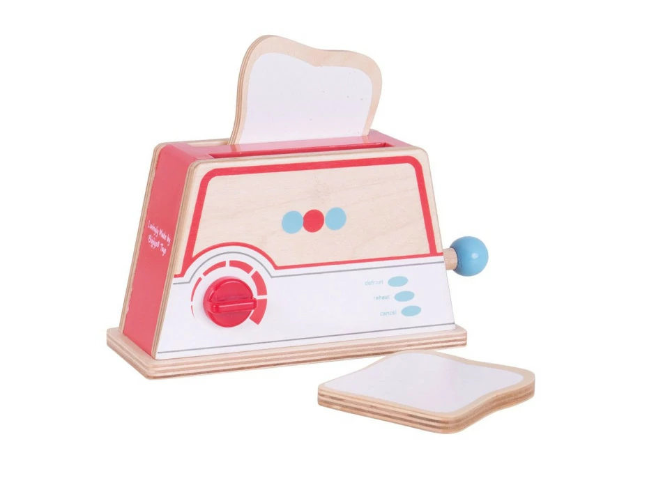 Bigjigs Toys Dřevěný toaster s puntíky