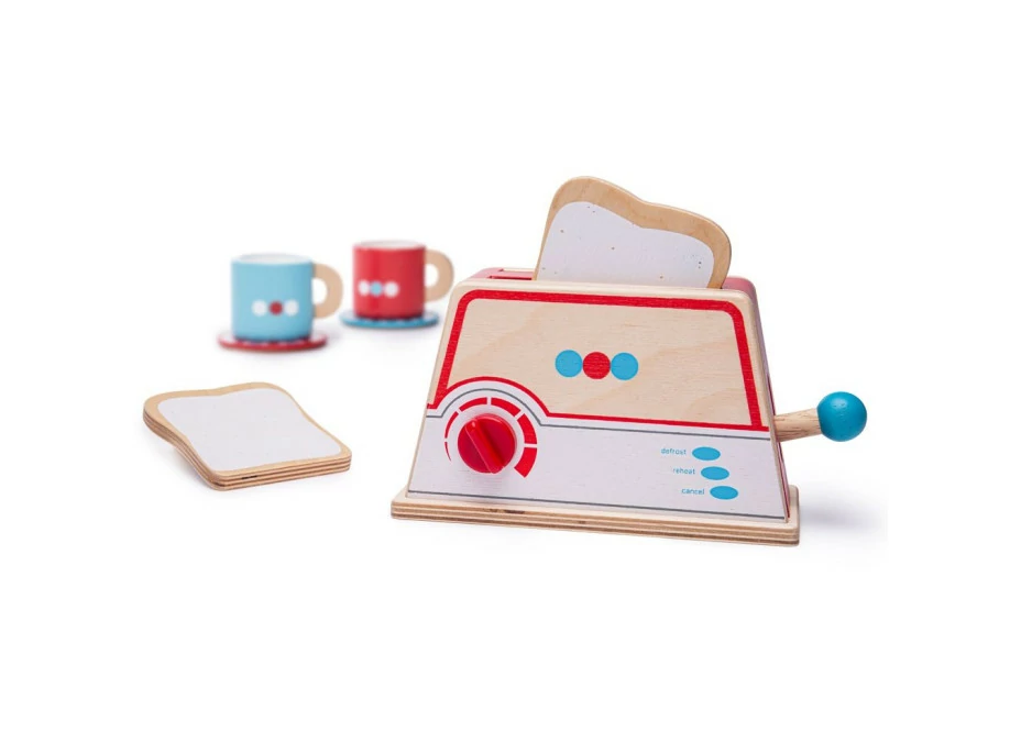 Bigjigs Toys Dřevěný toaster s puntíky