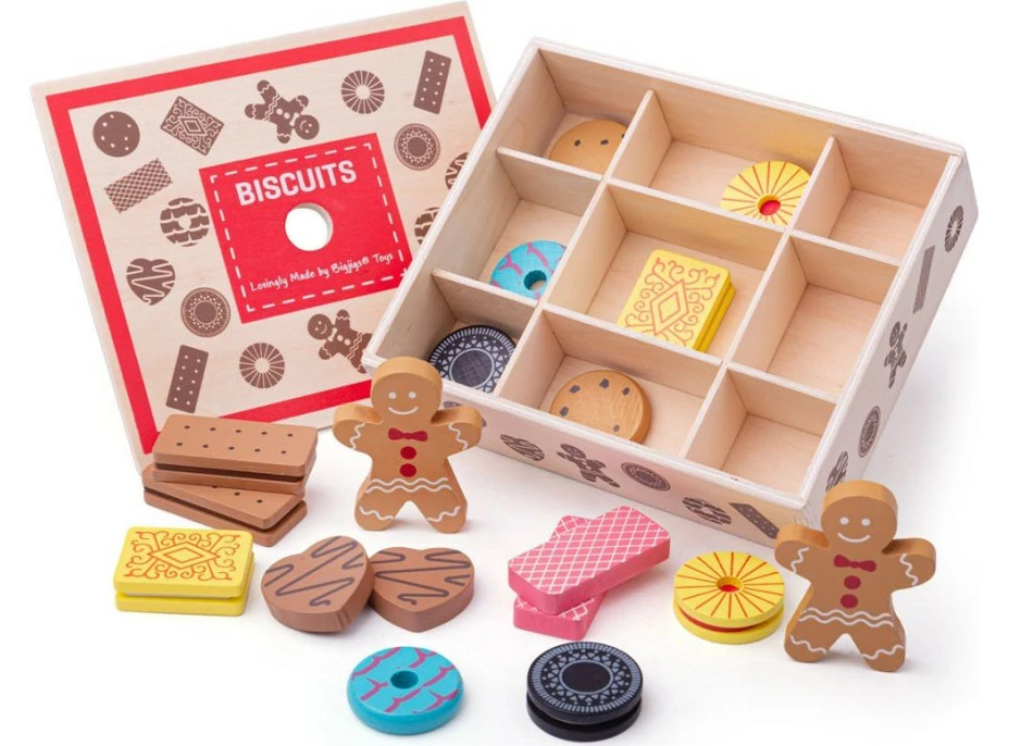 Bigjigs Toys Box s dřevěnými sušenkami