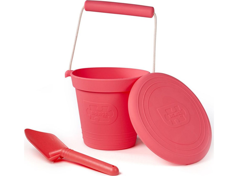 Bigjigs Toys Plážový kyblíček tmavě růžový