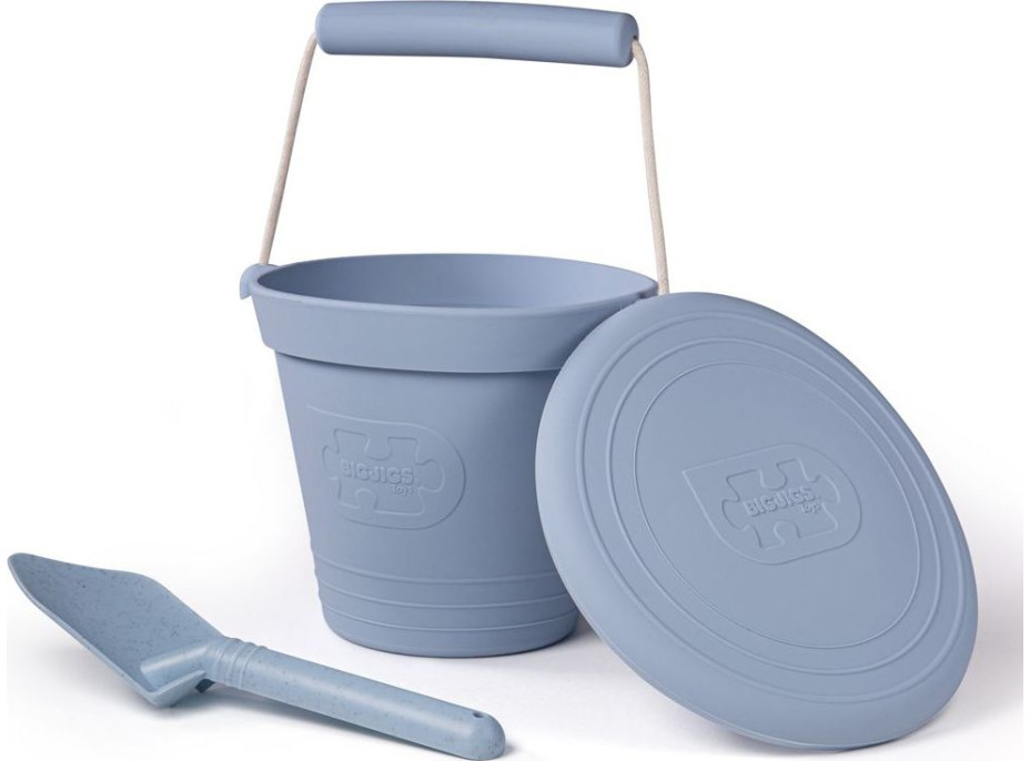 Bigjigs Toys Plážový kyblíček světle šedý