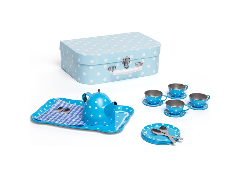 Bigjigs Toys Modrý puntíkovaný čajový set