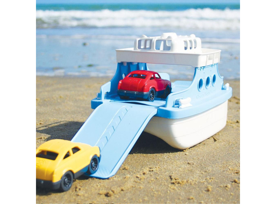 Green Toys Trajekt modro-bílý s autíčky