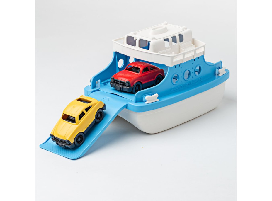 Green Toys Trajekt modro-bílý s autíčky
